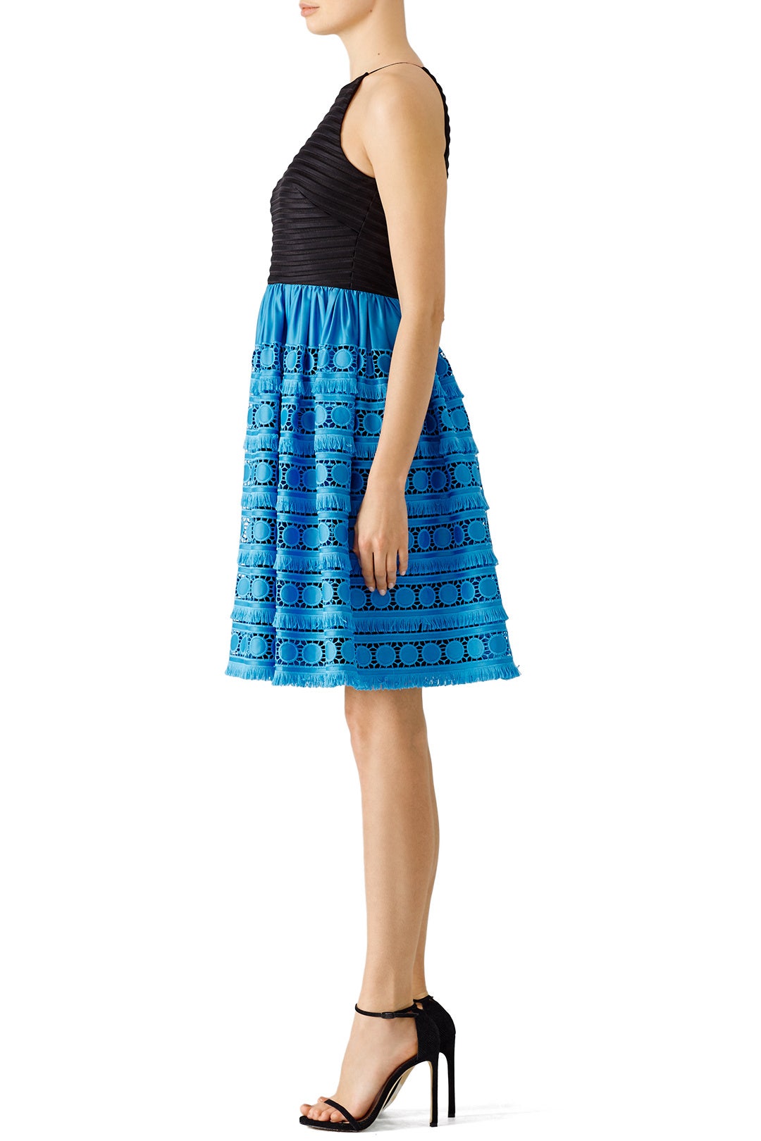 Blue Colorblock Eyelet Dress by Badgley Mischka 2