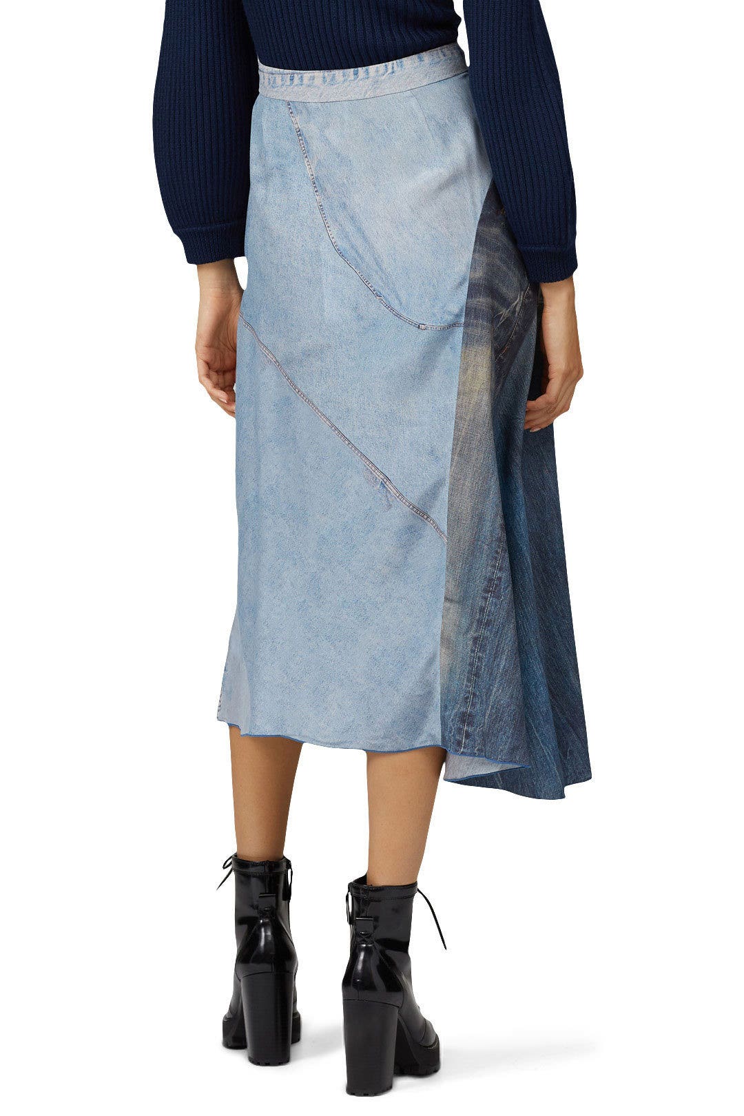 Blue Printed Silk Skirt by Colovos 2