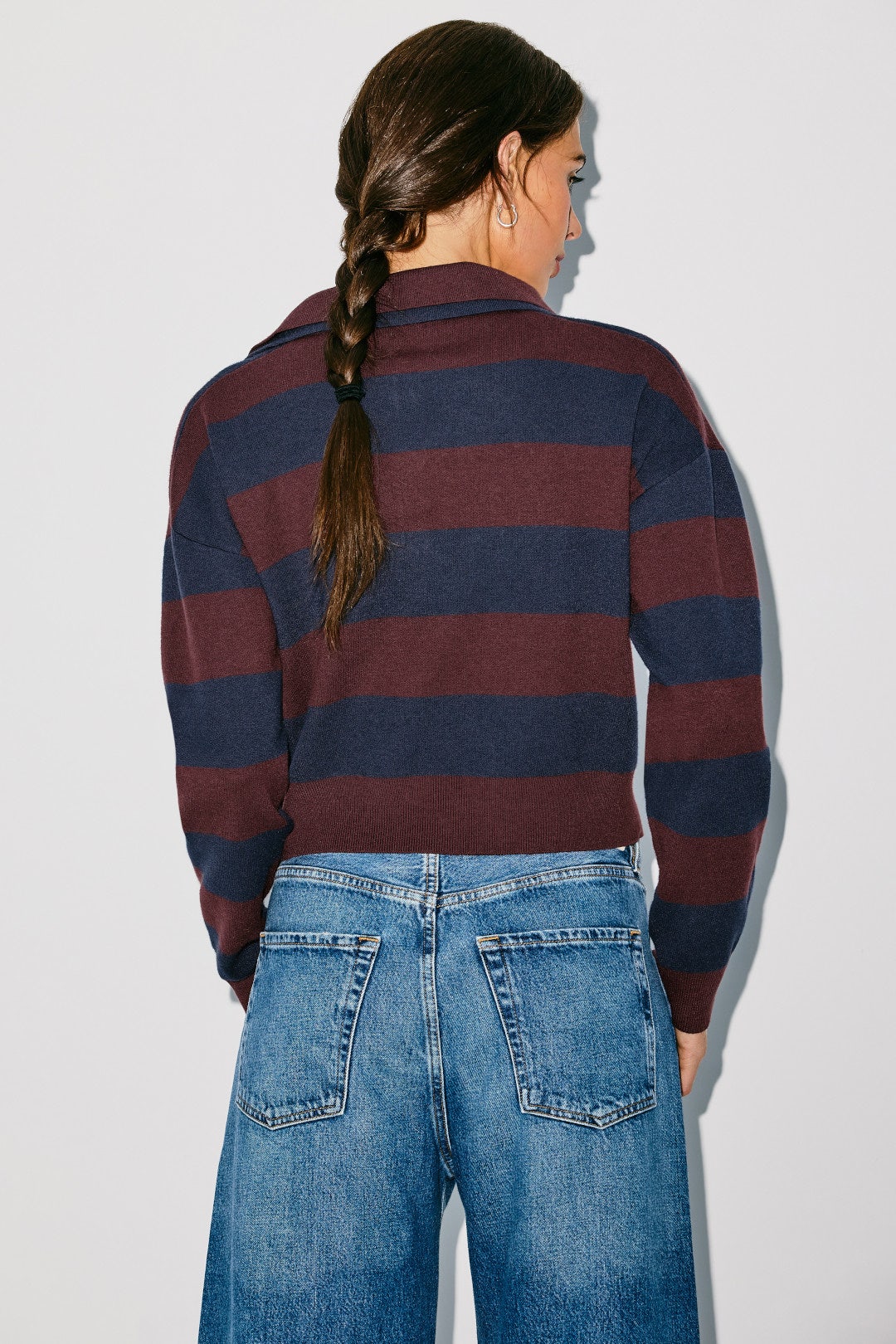 Lennon Double Collar Rugby Stripe Pullover by 525 America 2