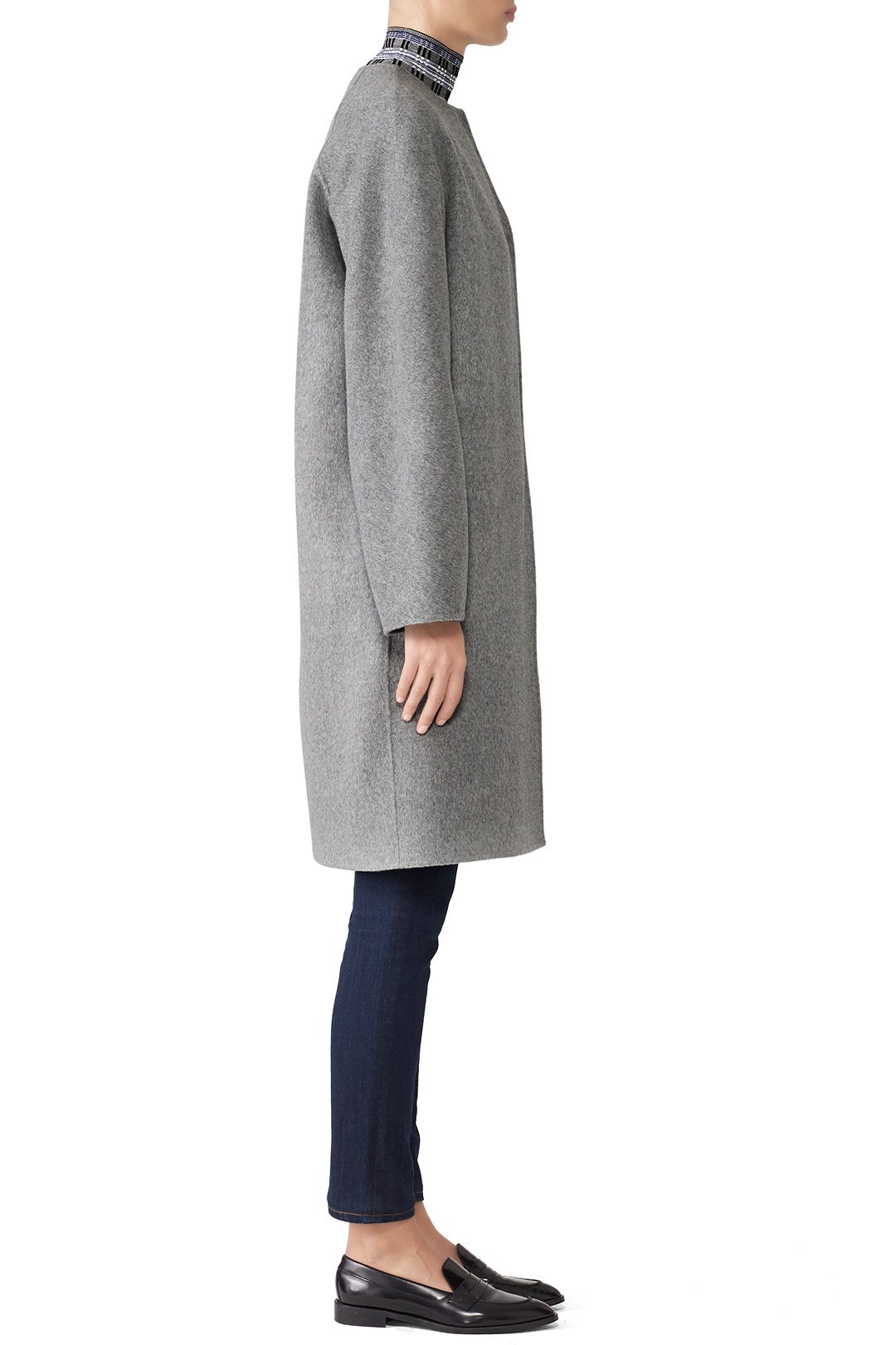 Grey Rounded Coat by Theory 2