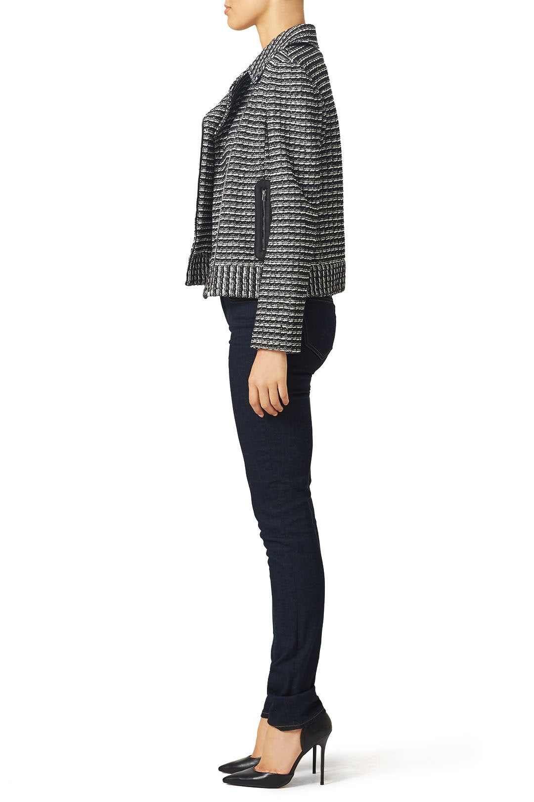 Motorcycle Stripe Tweed Jacket by Tory Burch 2