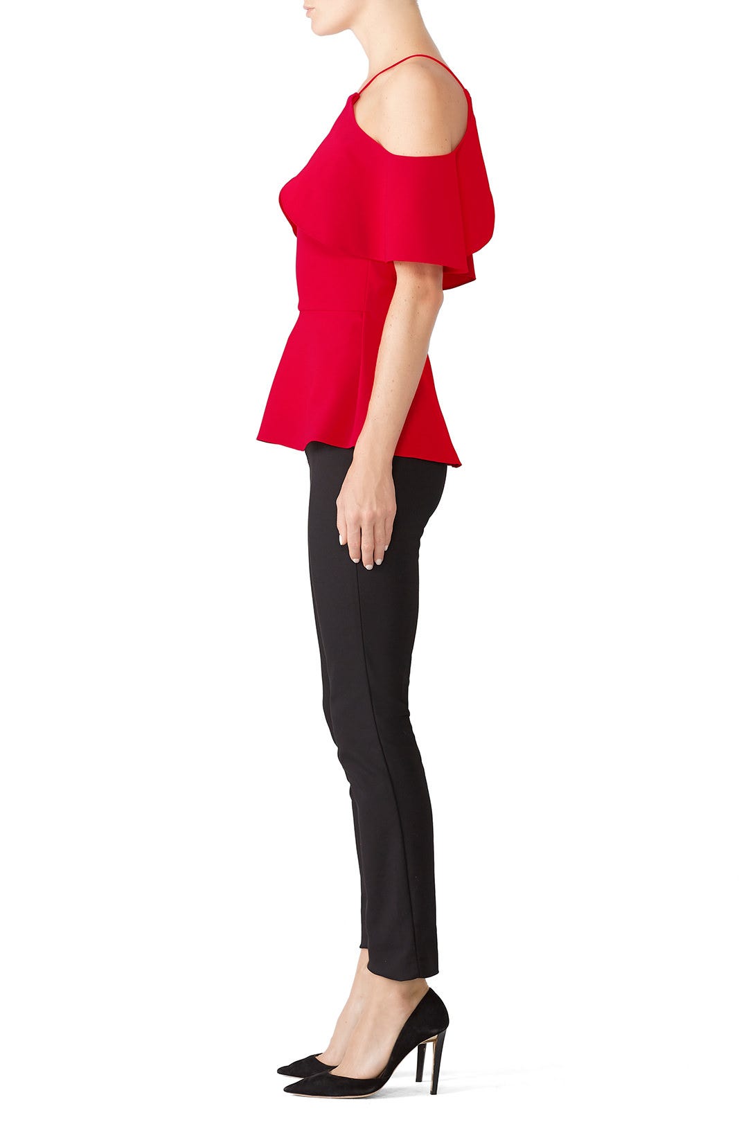 Red Cold Shoulder Top by Christian Siriano 2