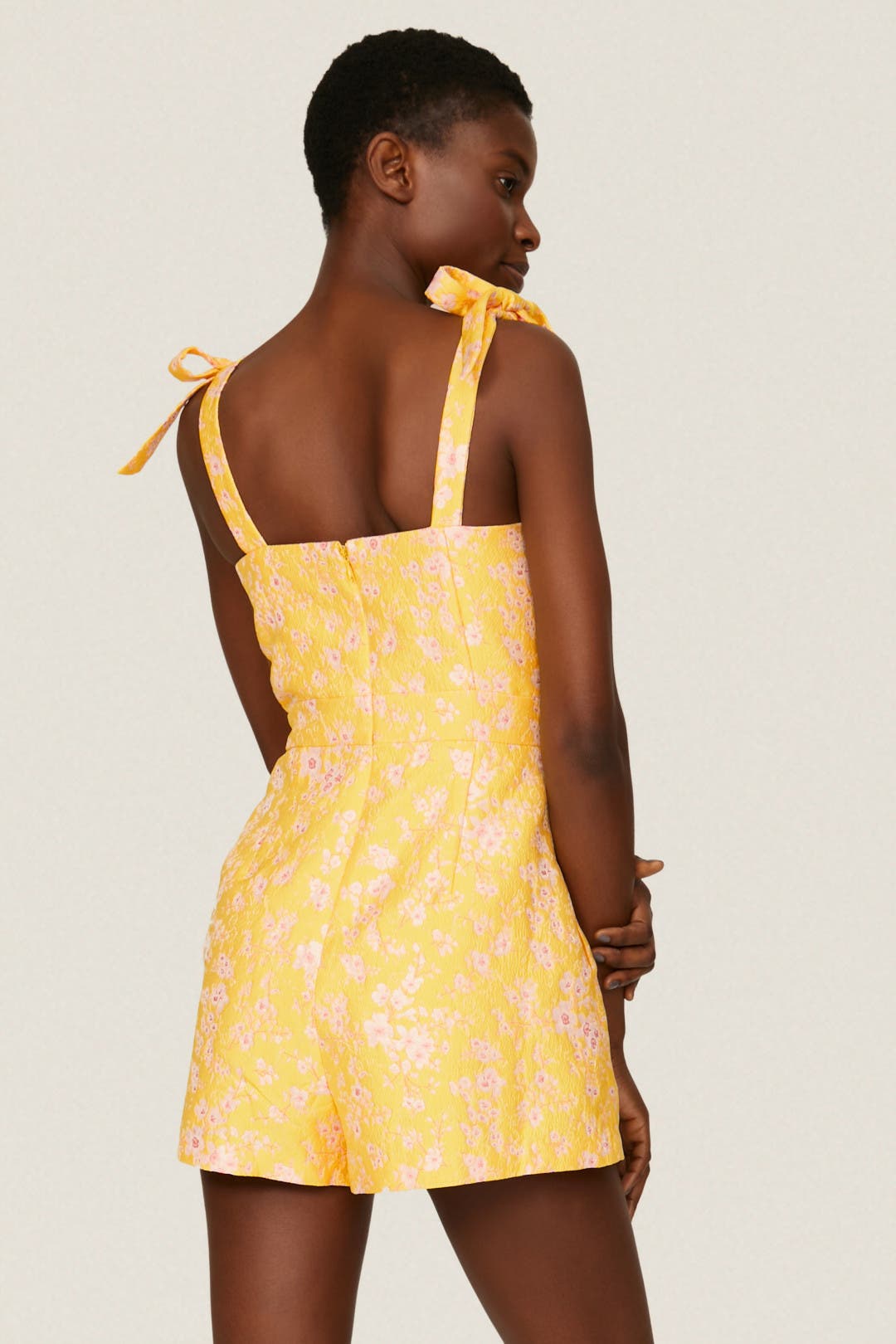Yellow Jacquard Romper by Slate & Willow | Rent the Runway