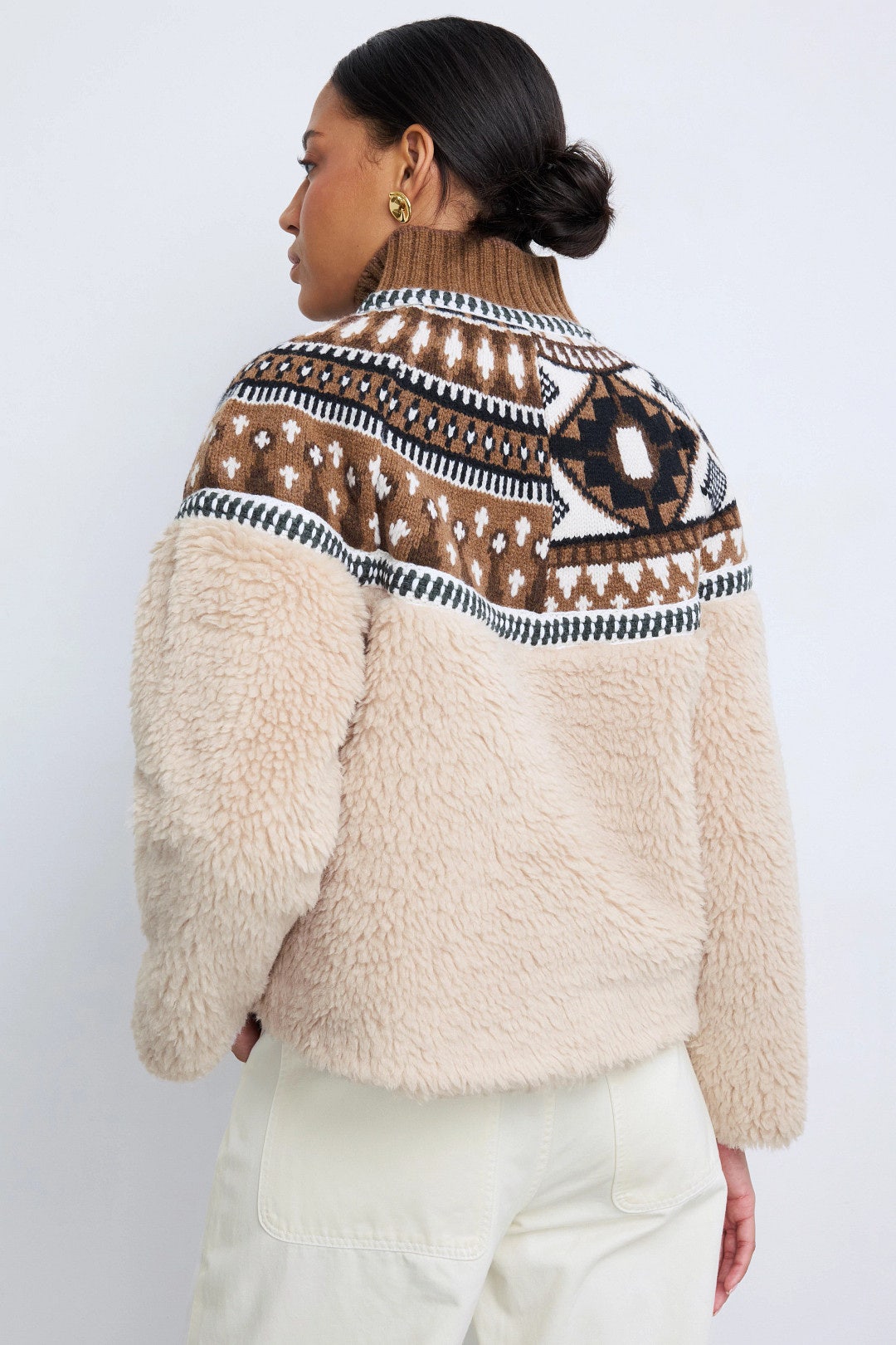 Linea Fairisle Knit Combo Fleece Jacket by Sea New York 2