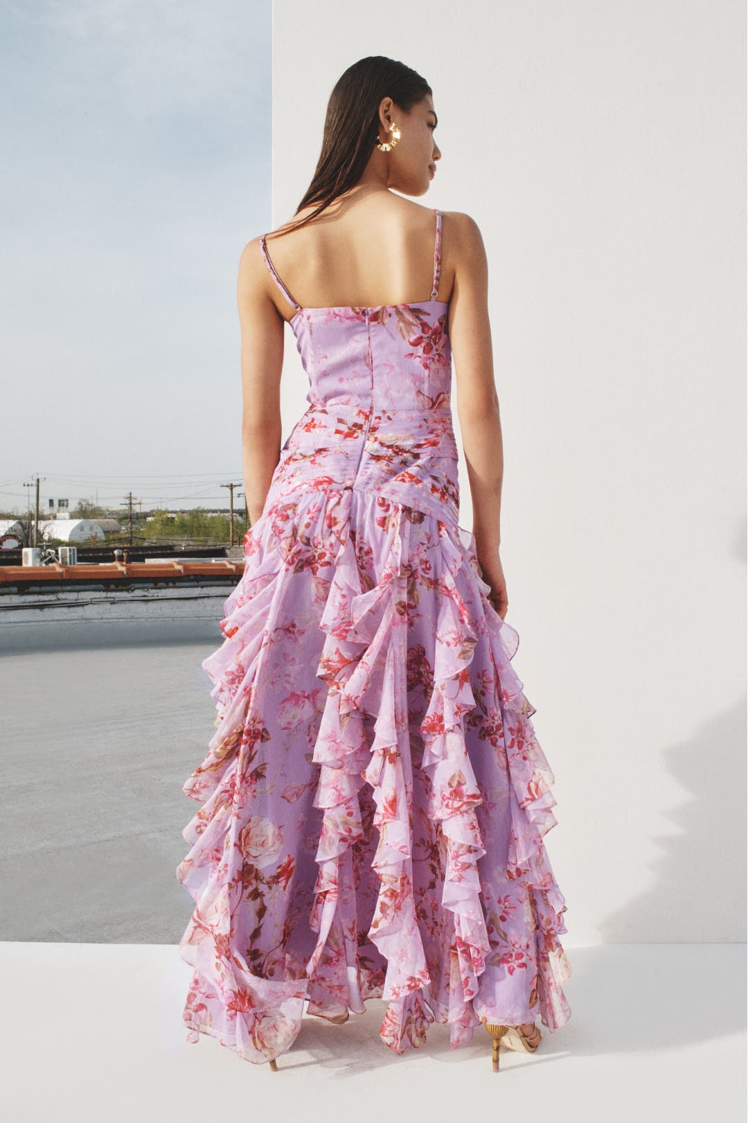Floral Haze Flutter Maxi Dress by PatBO | Rent the Runway