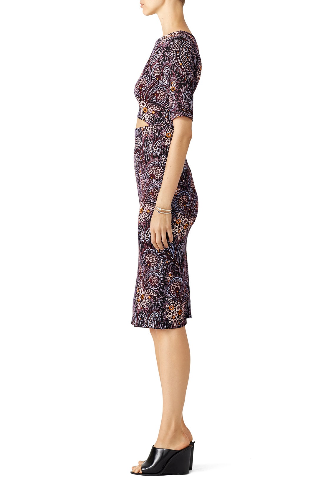 Paisley Wine Cut Out Dress by Suno 2