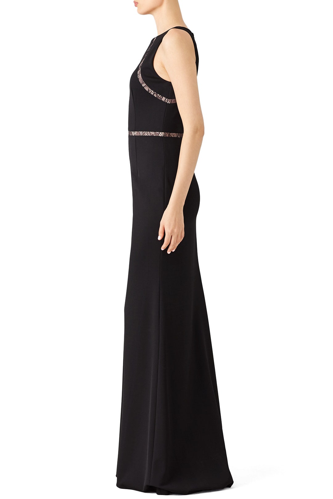 Black Insert Lace Gown by Adrianna Papell 2