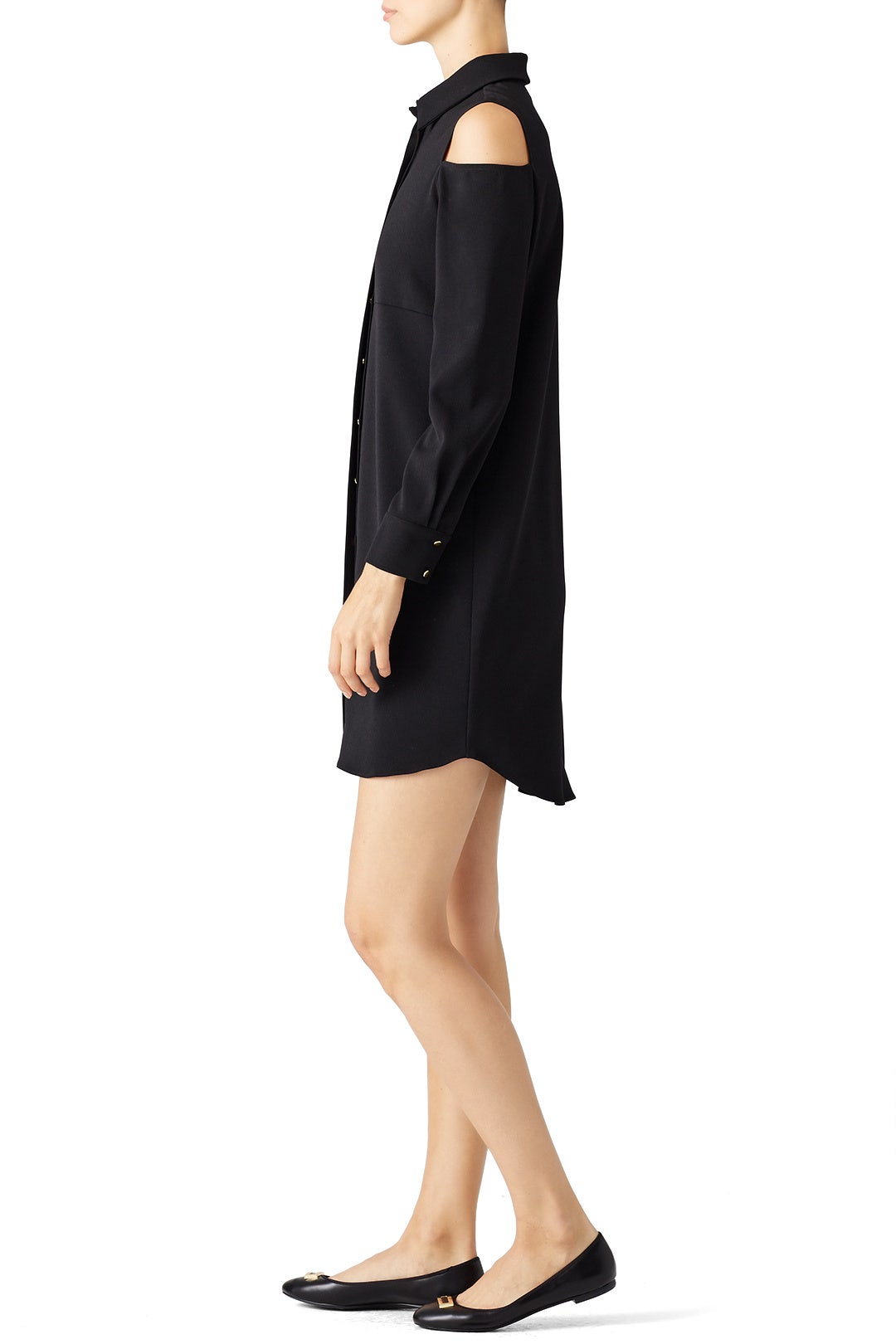 Black Cold Shoulder Shirt Dress by Amanda Uprichard 2