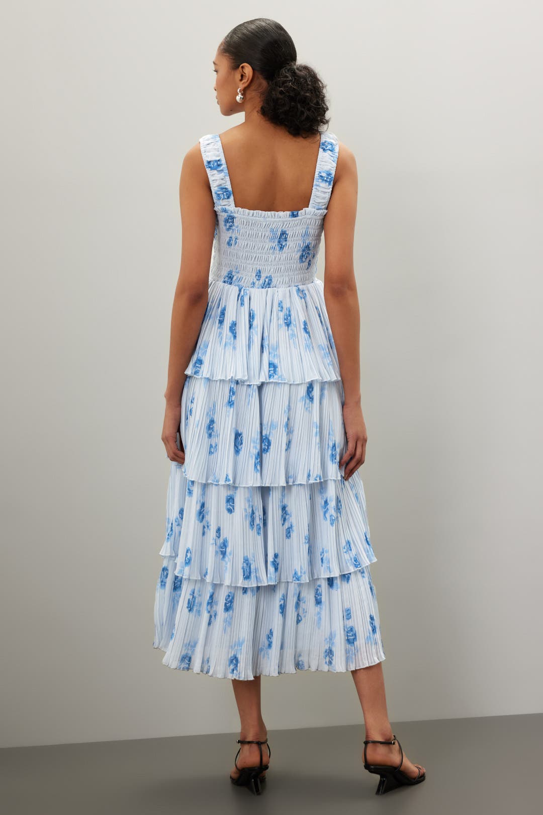 Pleated Georgette Smock Midi Dress by GANNI | Rent the Runway