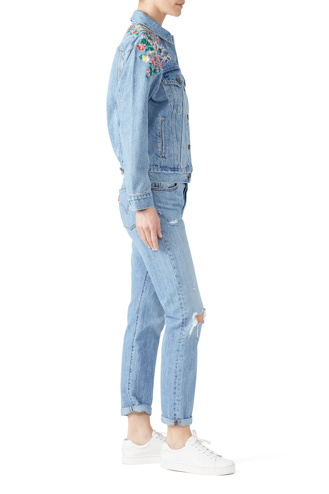 Floral Embroidered Ex BF Denim Trucker Jacket by Levi's 2