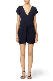 Navy Plunge Romper by Rebecca Taylor NYC
