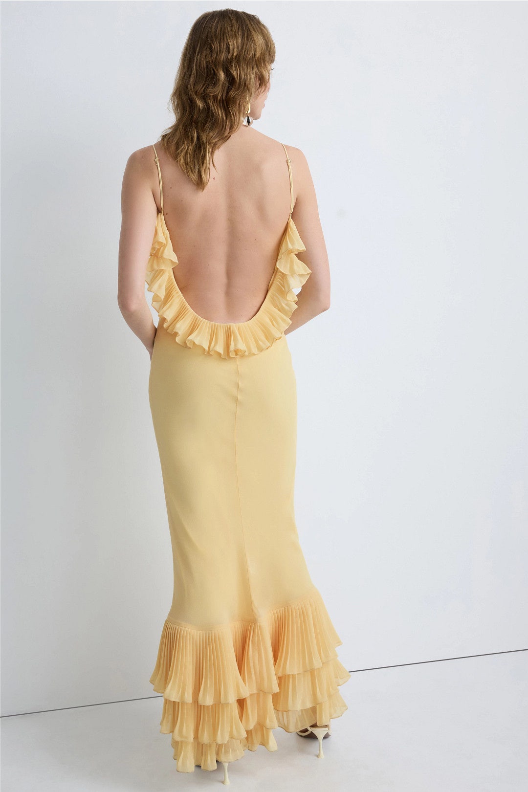 strapless open back dress Semi-Sheer Dress In Orange – ÚCHÈ Fashion Brand main image 0