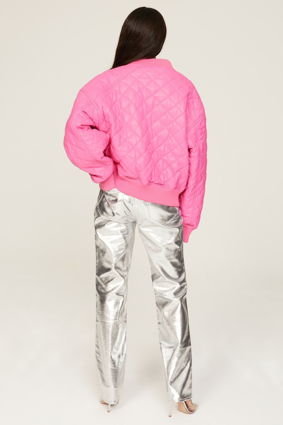 Pink Better Than Leather Bomber by GOOD AMERICAN 2