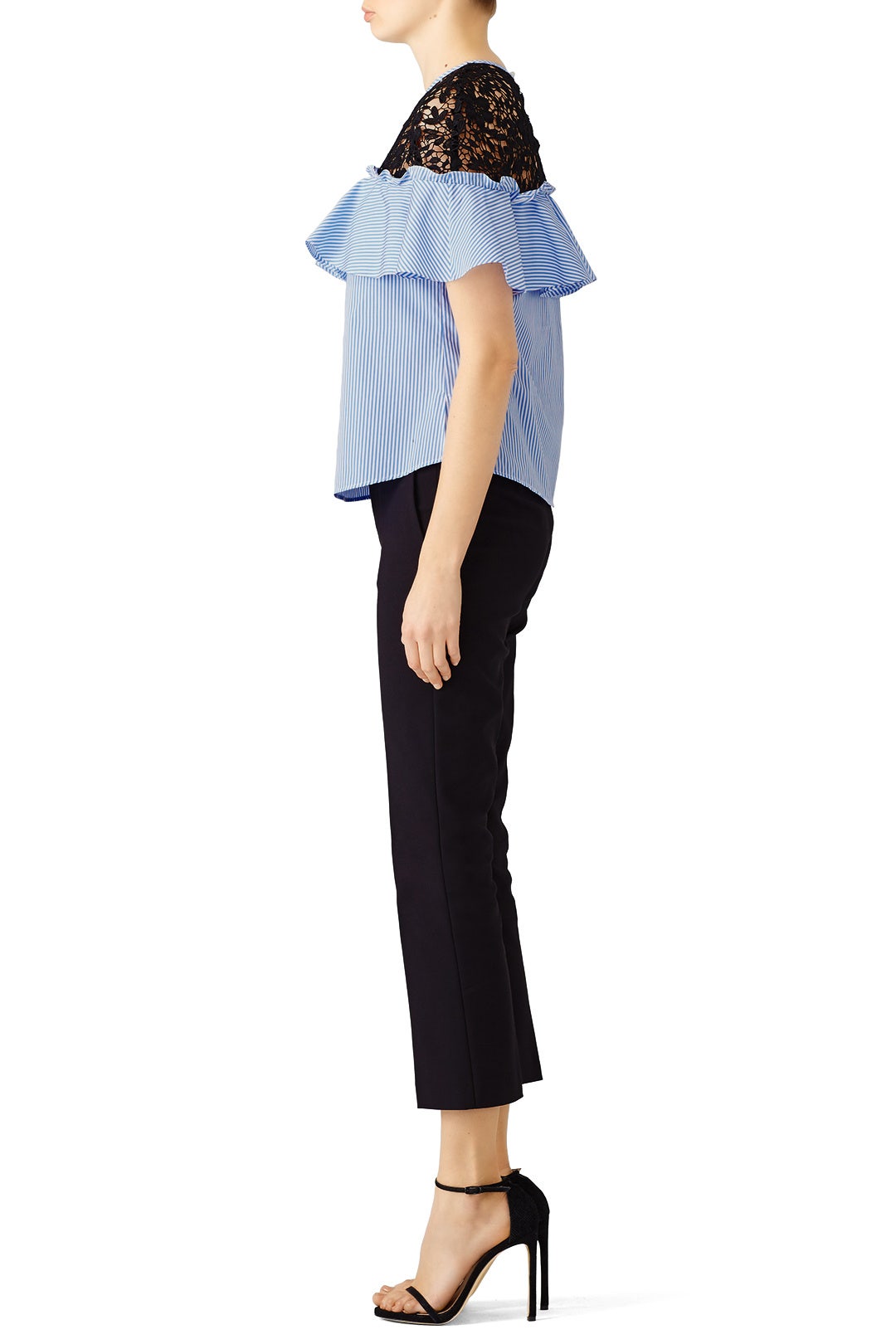 Blue Striped Poplin Top by Slate & Willow 2