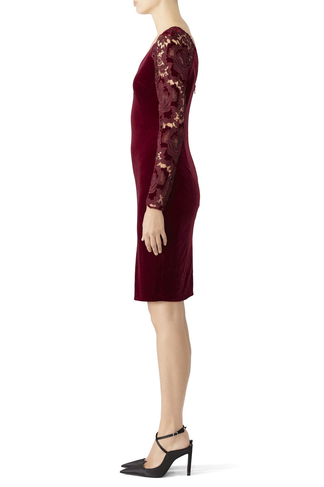 Red Velvet Lace Sheath by Badgley Mischka 2