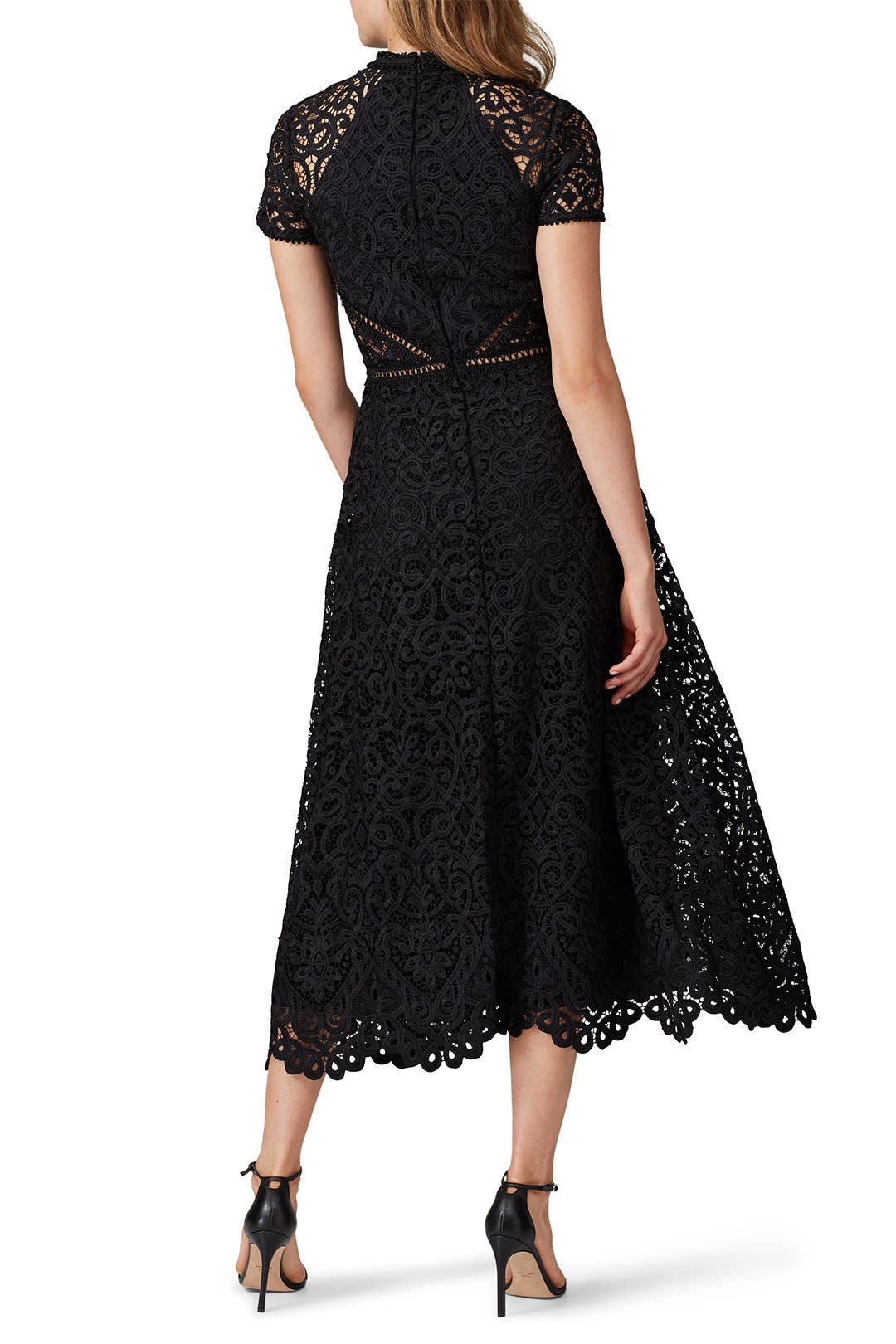ML Monique Lhuillier☆上品ネイビーミディーワンピース ML Monique Lhuillier 結婚式・パーティードレス｜ネイビーの