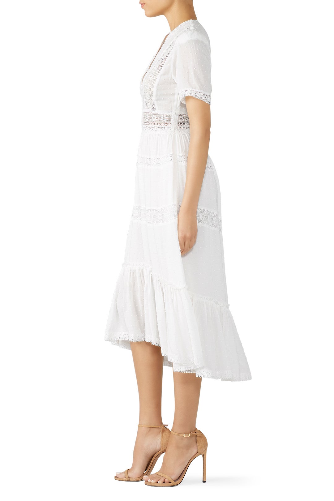 White Lace Deep V-Neck Dress by The Kooples 2