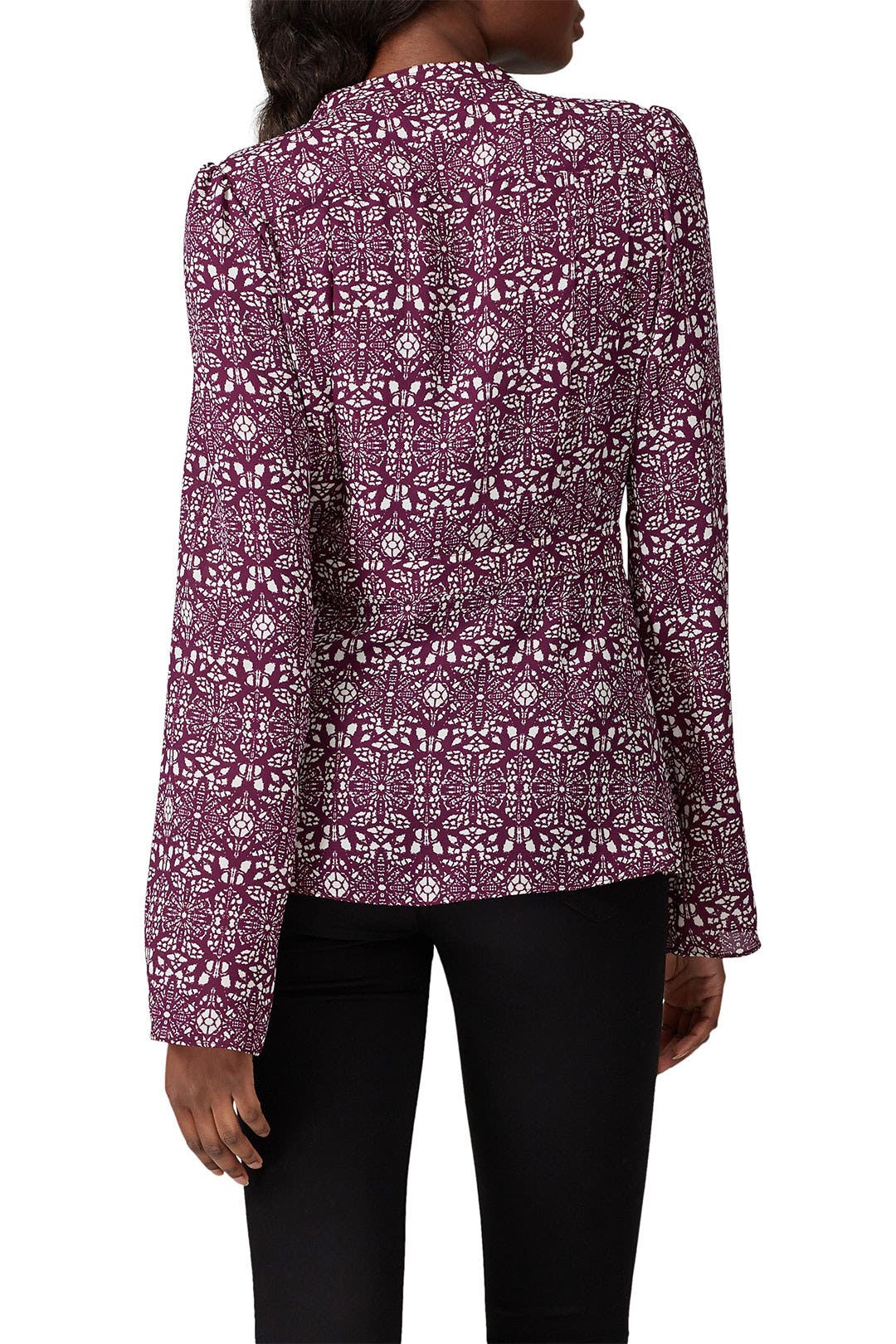Purple Print Tie Neck Blouse by Derek Lam 10 Crosby x RTR | Rent