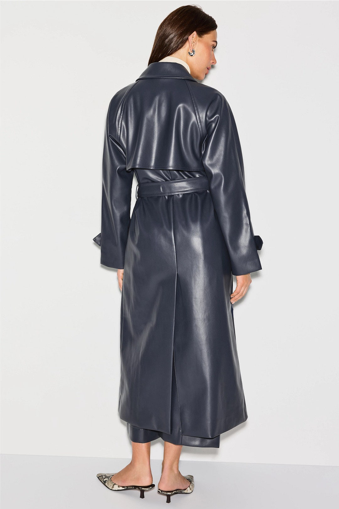 Navy Faux Leather Trench Coat by Jason Wu x RTR 2