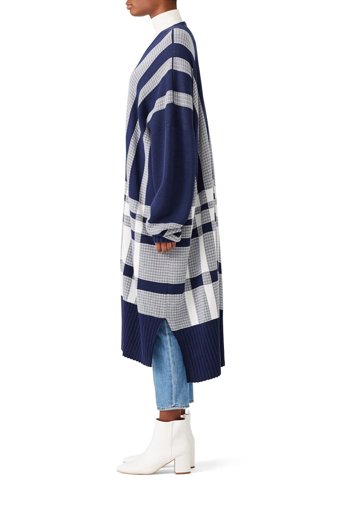 Navy White Cardi Coat by Mother of Pearl 1