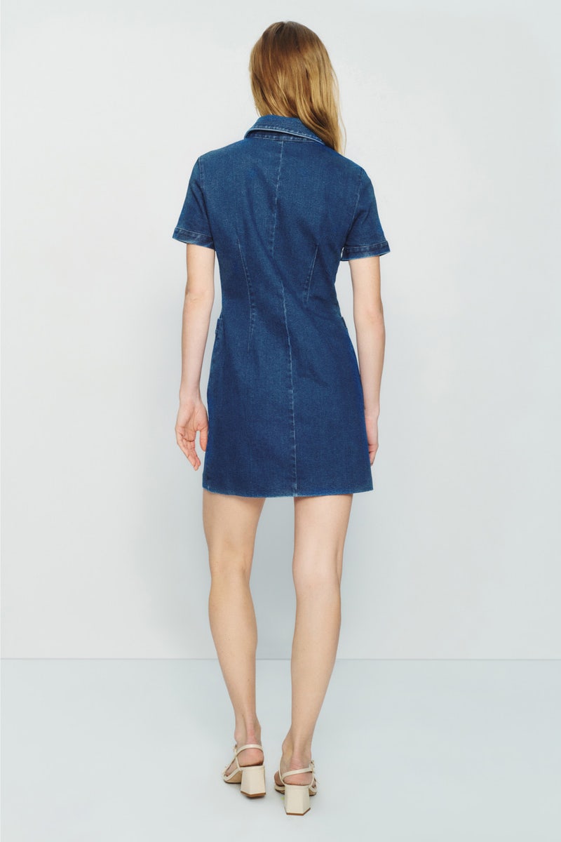Short Sleeve Button Front Denim Dress by TOCCIN X RTR - Photo 2