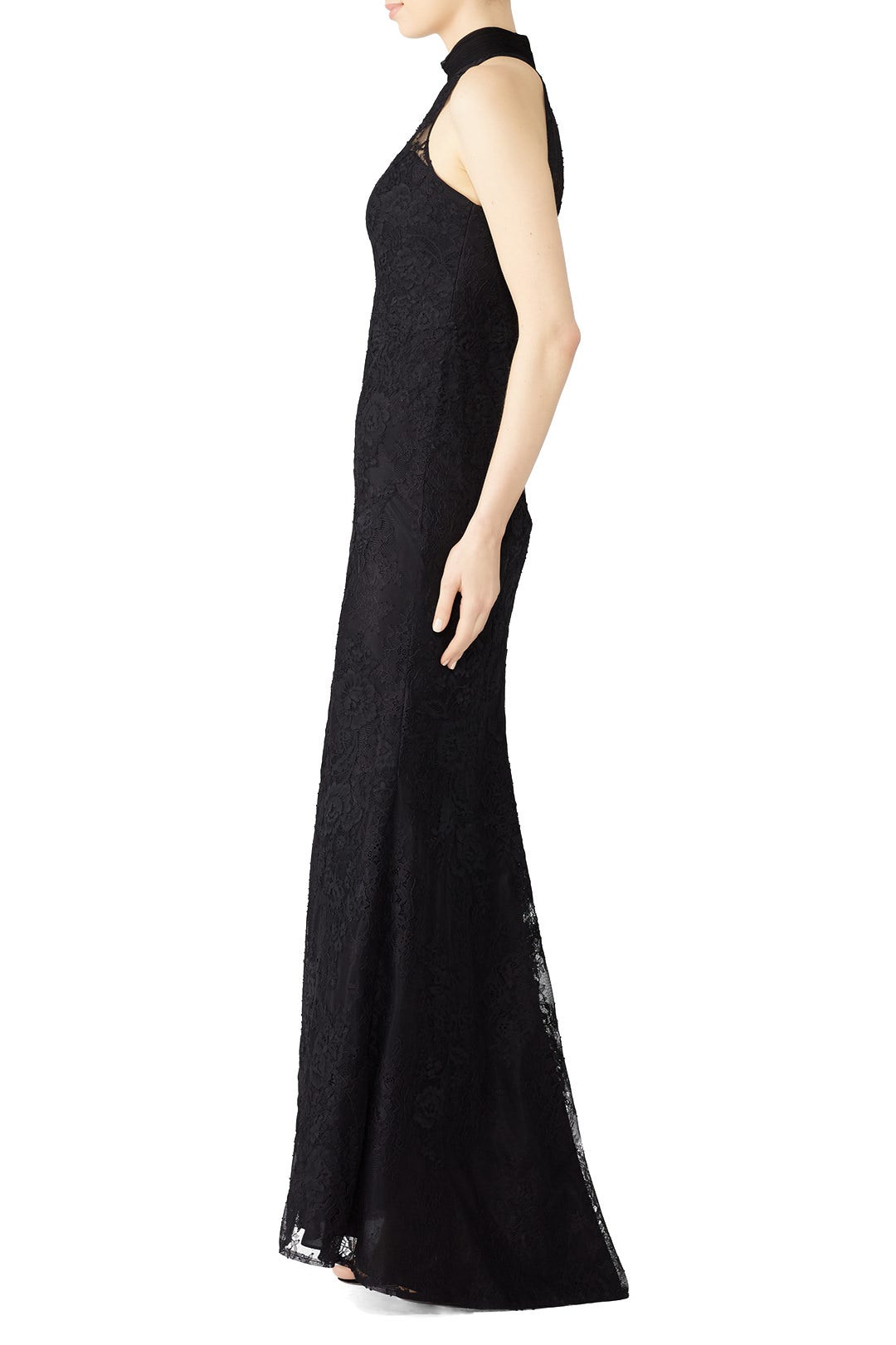 Black Lace Column Gown by Badgley Mischka 2