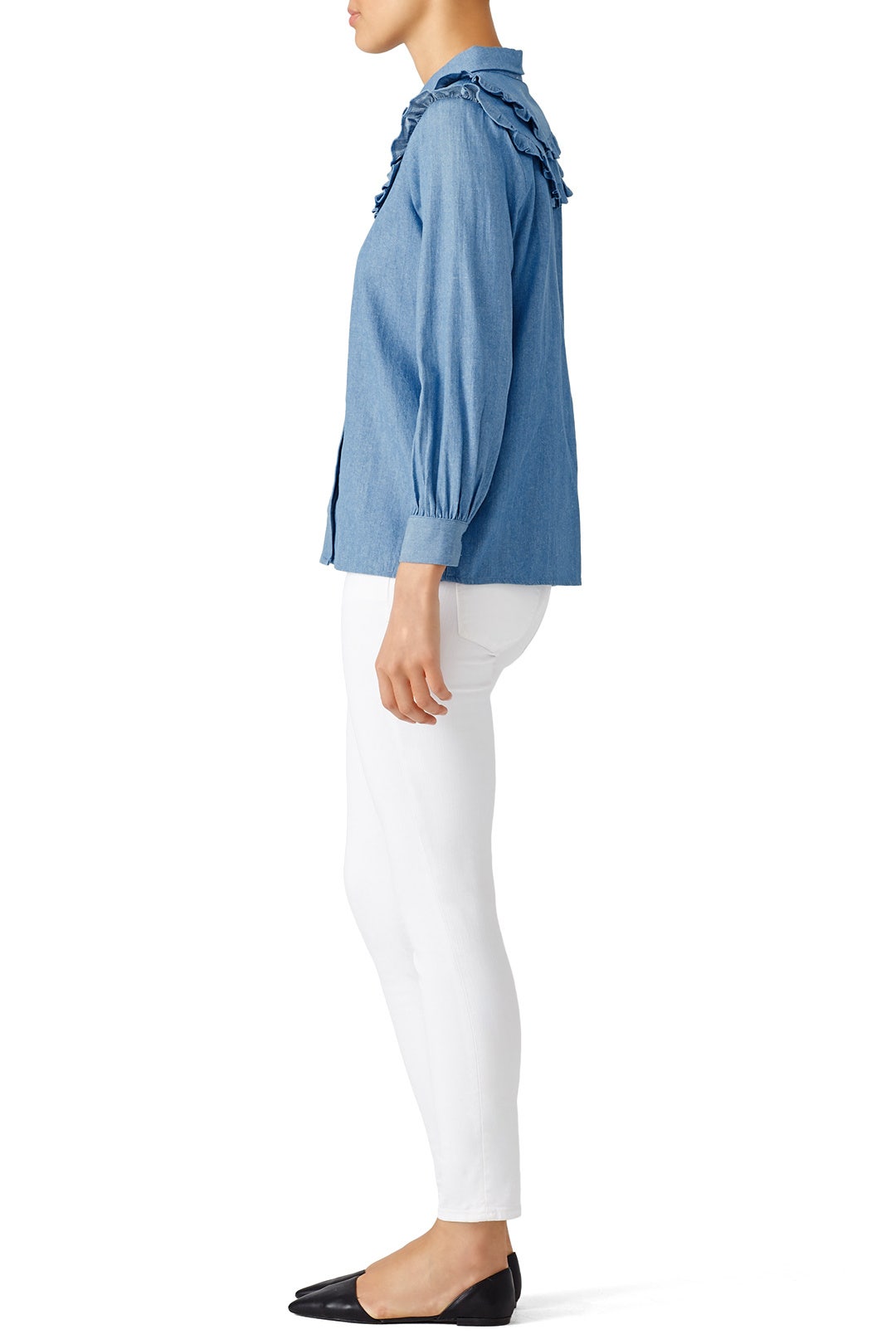 Ruffled Denim Top by English Factory 2