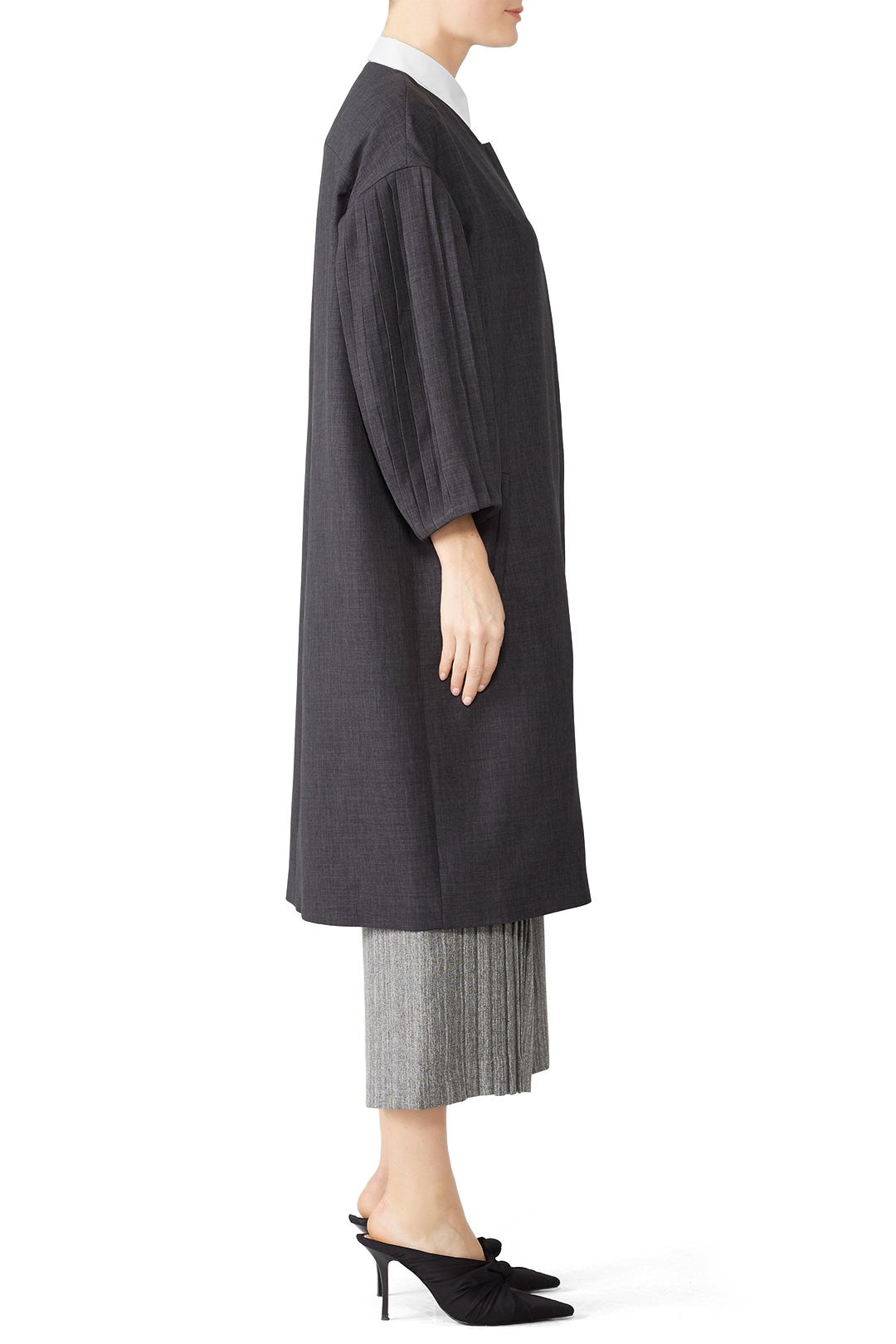 Grey Puff Sleeve Coat by Osman 2