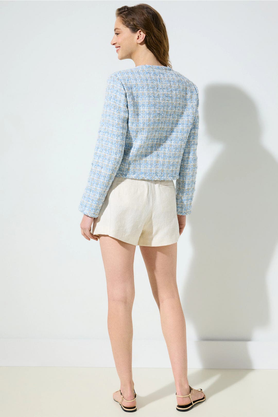 Collarless Sparkly Tweed Blazer by Derek Lam 10 Crosby x RTR