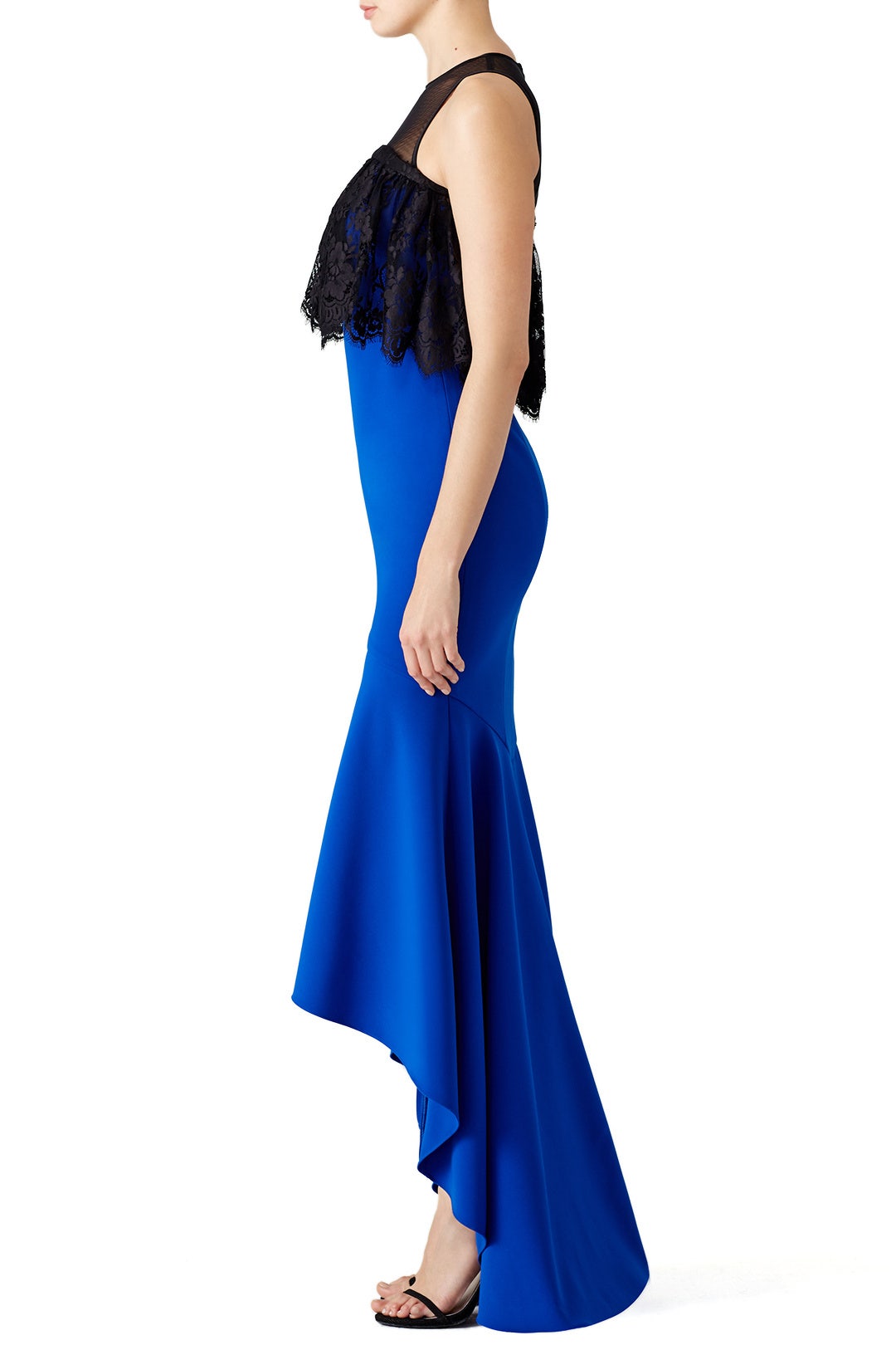 Cobalt High Low Ruffle Gown by Theia 1