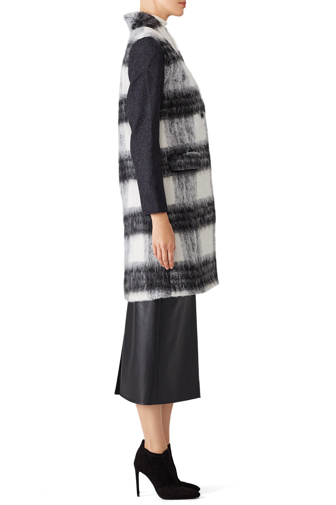 Black Plaid Printed Coat by Saylor 1