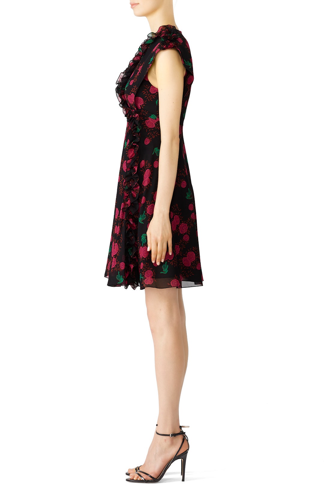 Rose Ruffle V-Neck Dress by Giamba 2