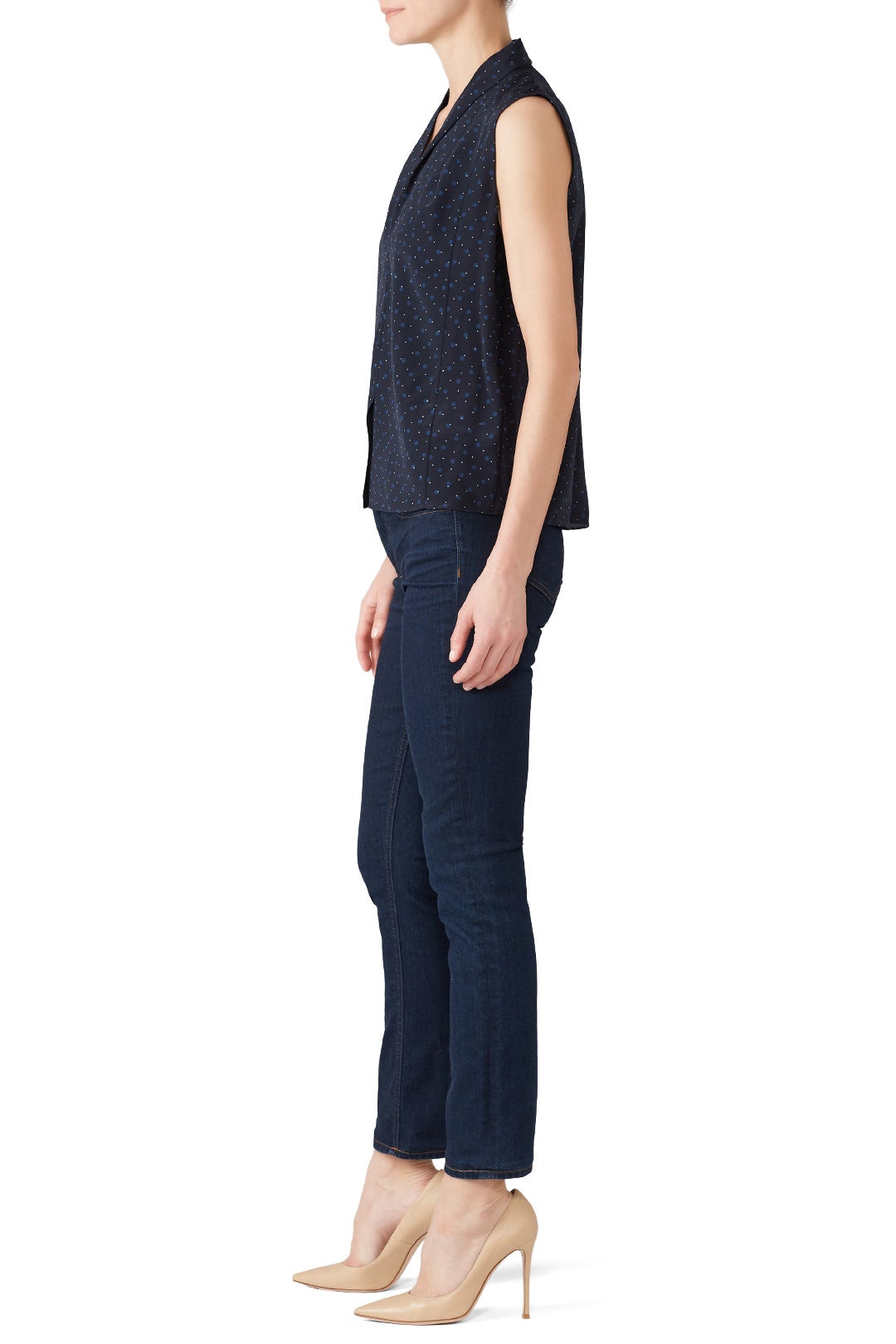 Shadow Dot Drape Neck Blouse by VINCE. 2