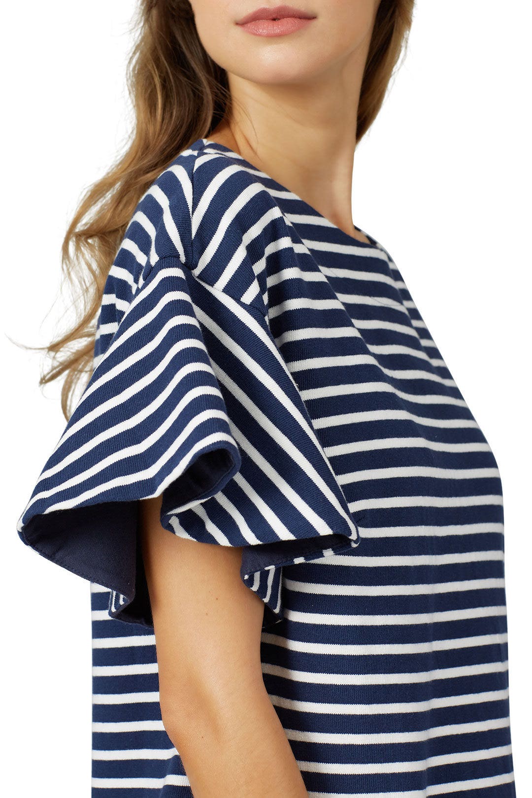 Striped Flutter Sleeve Dress by KINLY 1