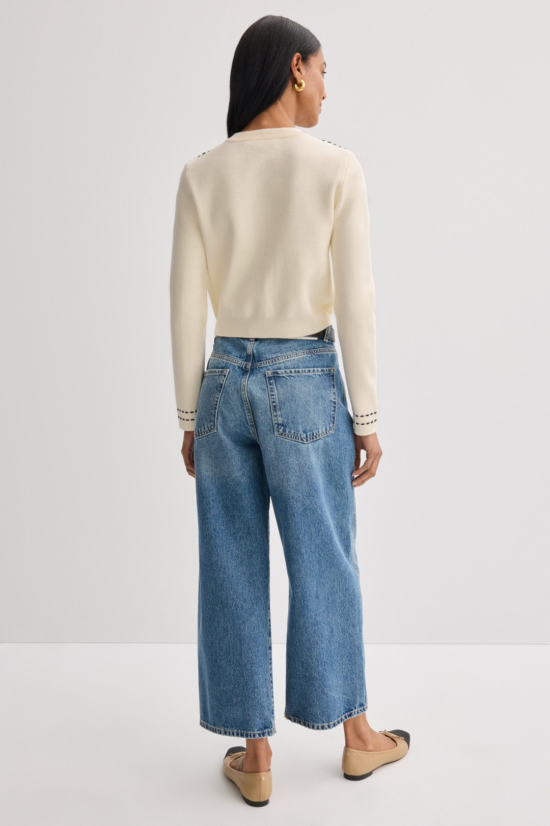 Stitch Detail Puff Sleeve Cardigan by English Factory 2