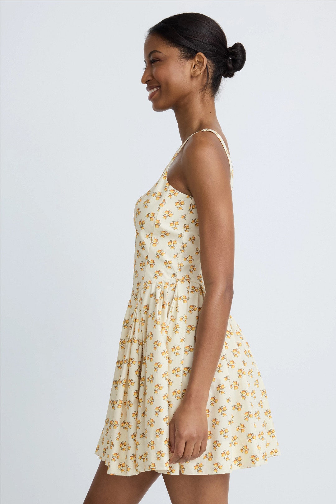 Jaune Petites Fleurs Print Mini Dress by Maje 1