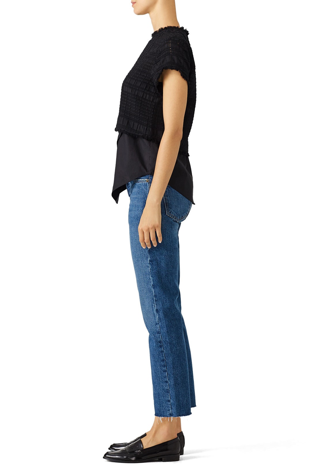 Black Asymmetrical Layered Top by Derek Lam 10 Crosby 2