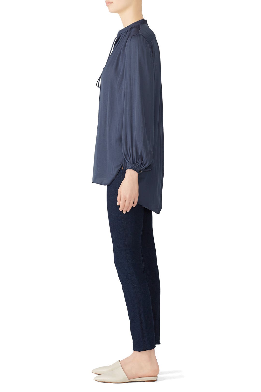 Mosaic Blue Tie Blouse by HALSTON 2