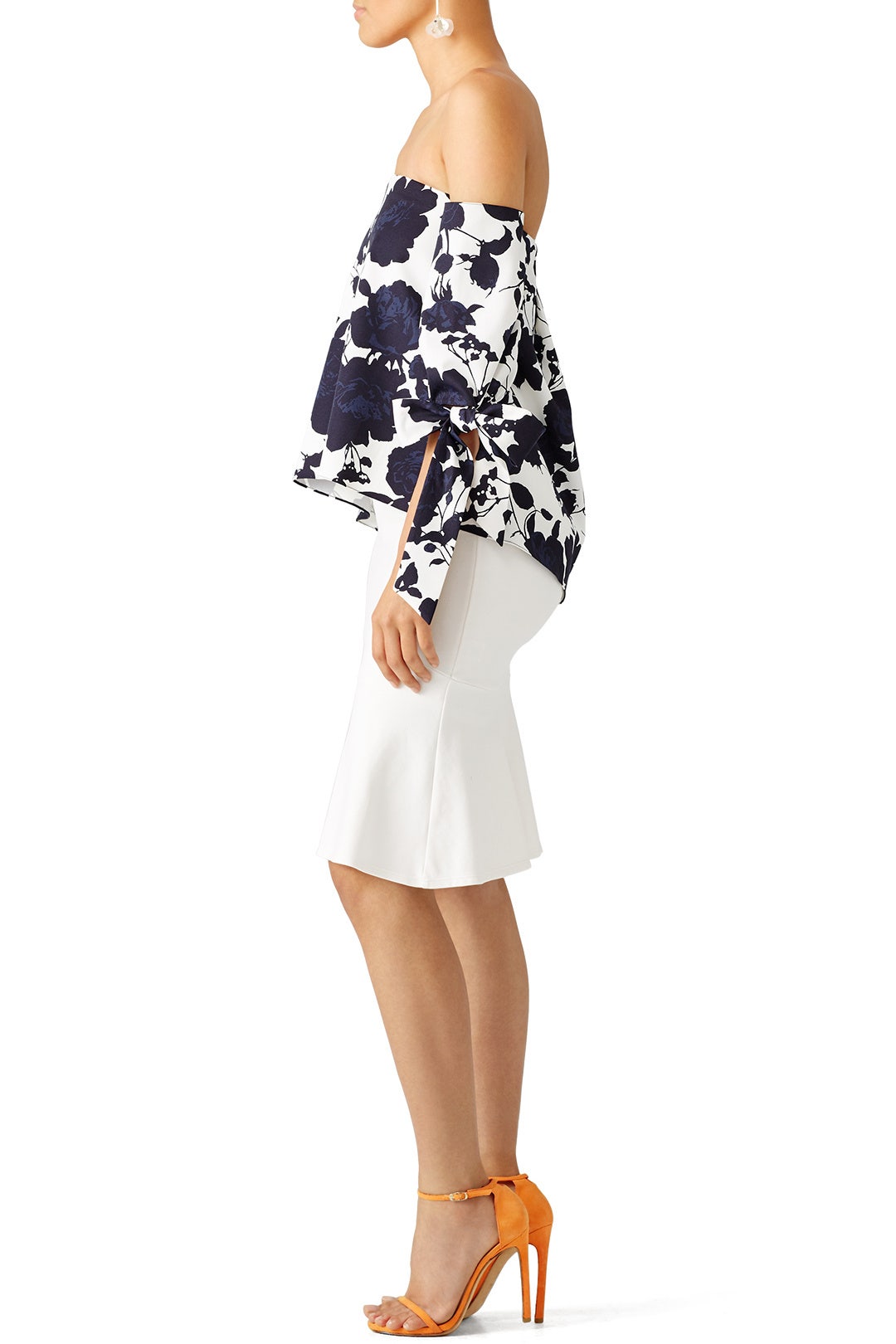 Blue Floral Off Shoulder Top by SACHIN BABI 1