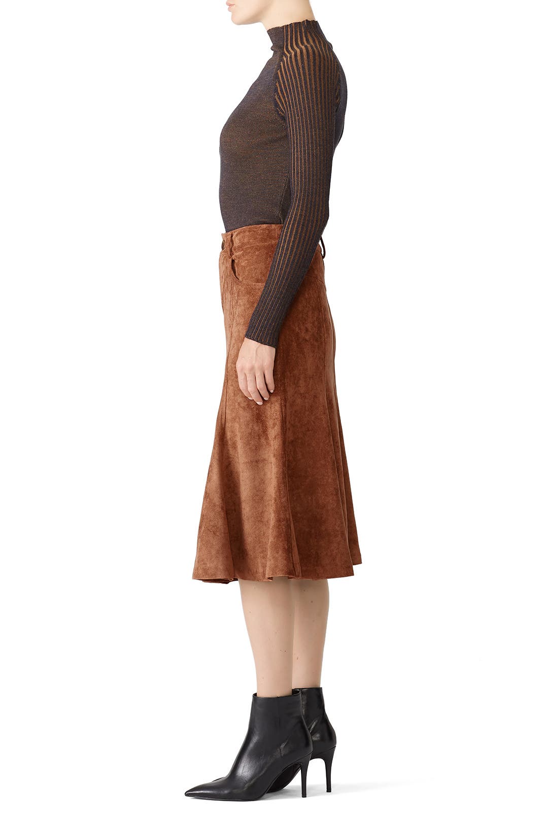★RAIVE★ Suede Flare Skirt in Camel VW4SS12392 Suede Flare Skirt in Camel VW4SS123-92 - 레이브