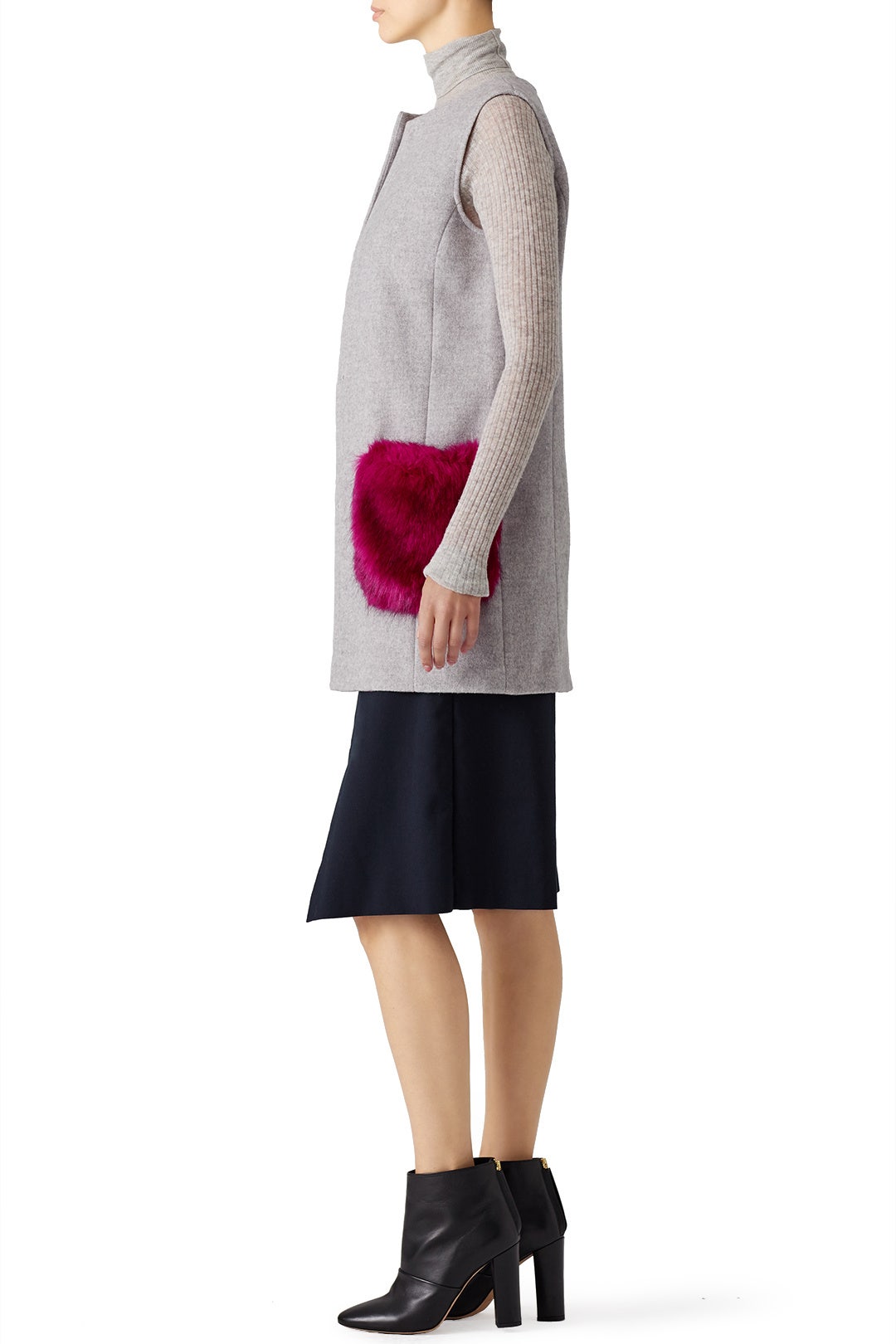 Orchid Pocketed Grey Vest by Unreal Fur 1
