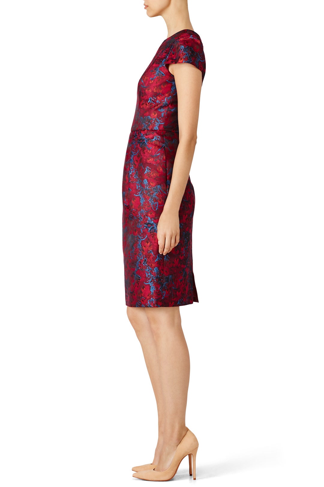 Cranberry Jacquard Dress by Carmen Marc Valvo 2