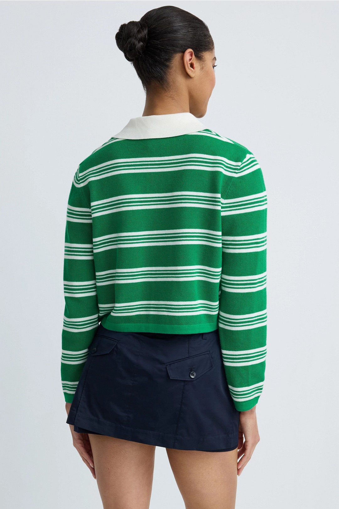 Striped Cropped Rugby Polo Shirt by Maje 2
