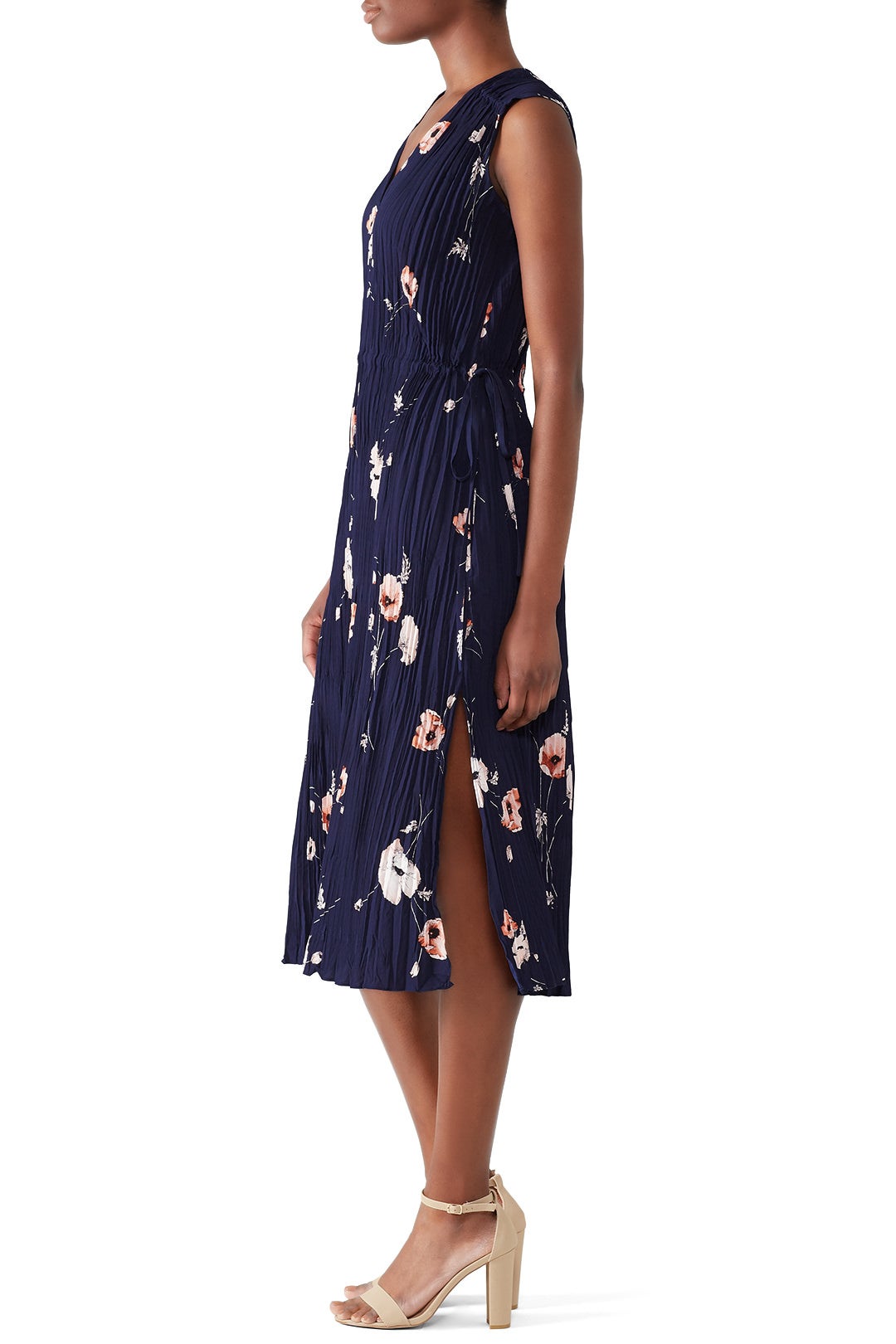 Tossed Poppy V-Neck Pleated Dress by VINCE. 2