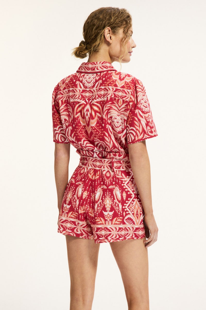 Red Tropical Tapestry Romper by FARM Rio - Photo 2