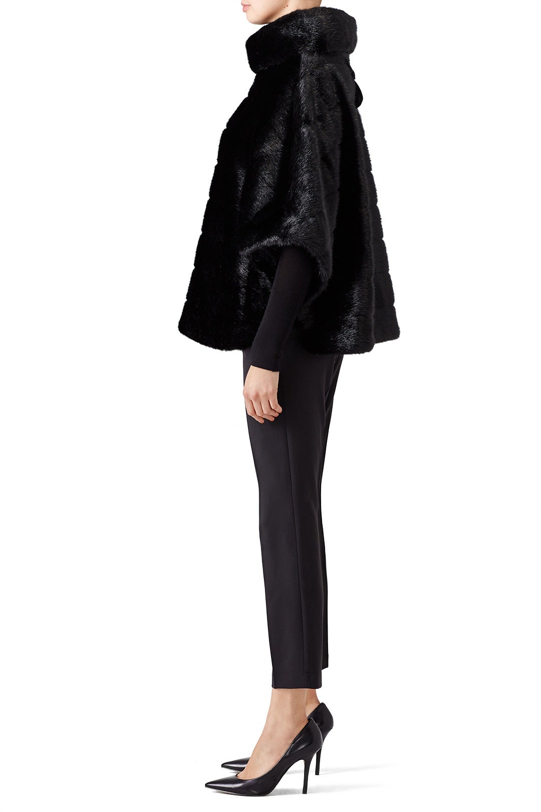 Black Faux Mink Cape by kate spade new york 2