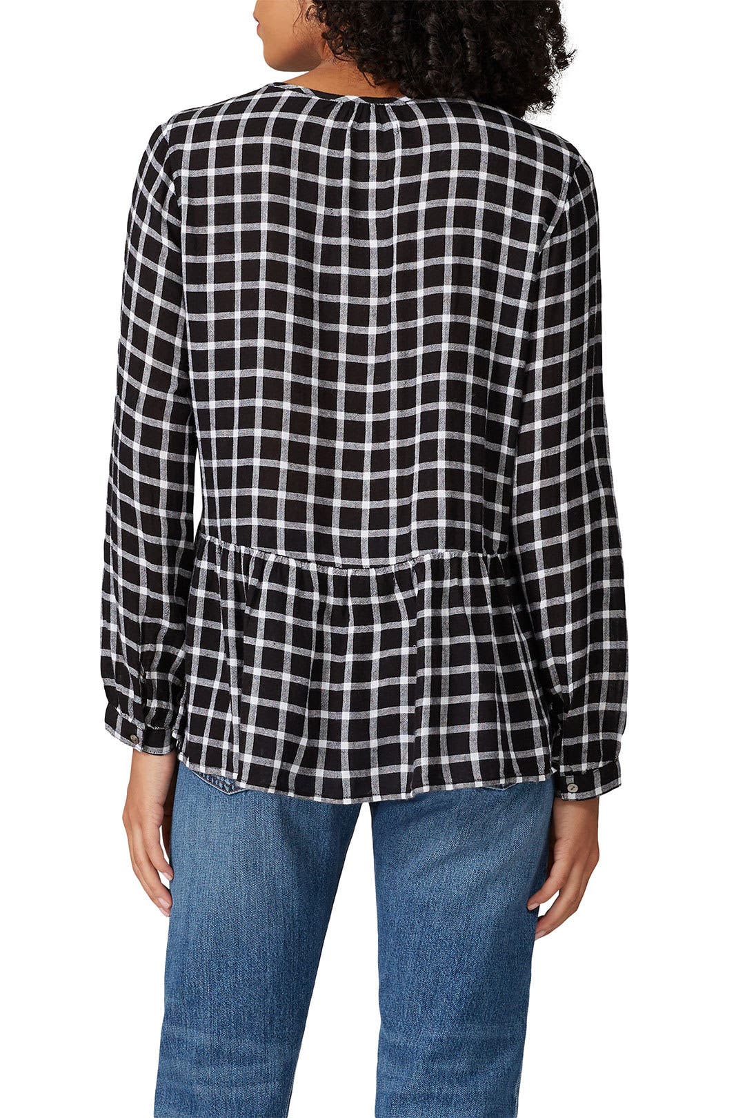 新品 Herlipto / Checked Flared Peplum Top 01_392-2_34ba3900-60de-400b-