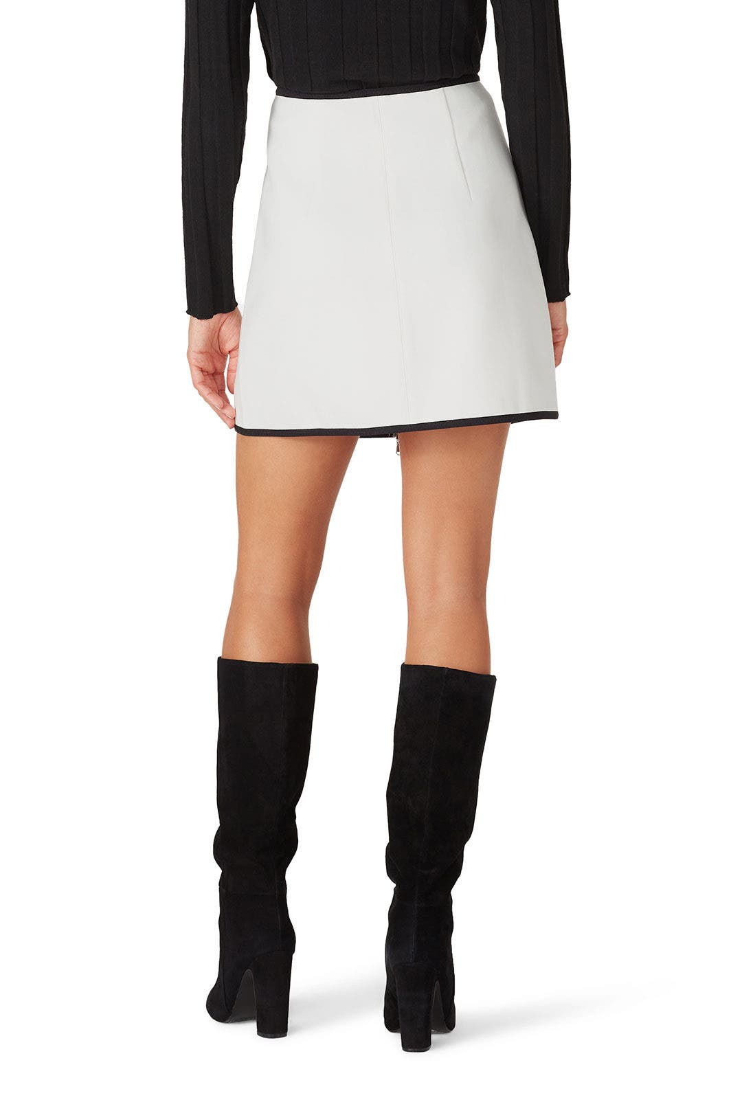 White Exposed Zipper Mini Skirt by KF/KaufmanFranco x RTR | Rent