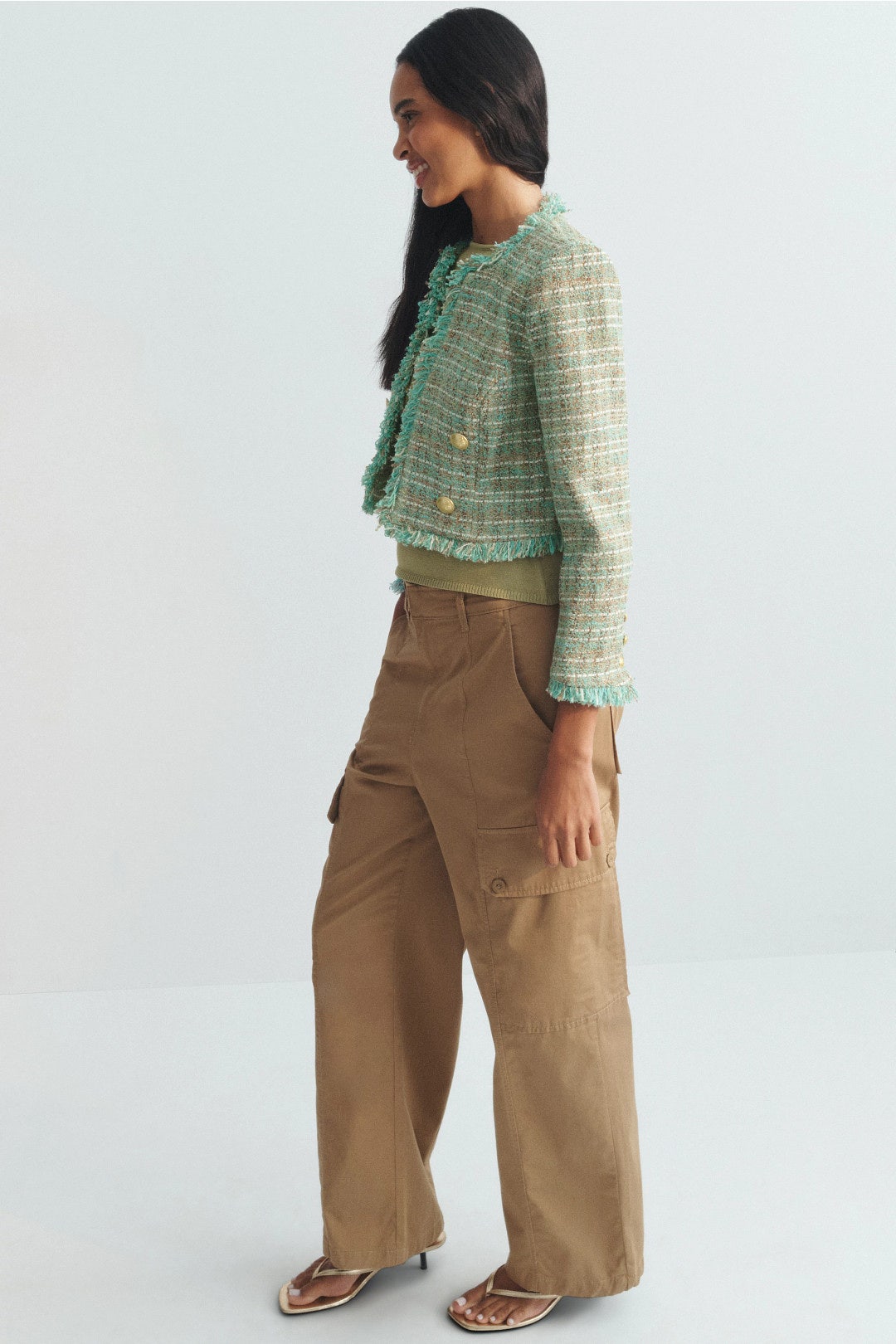 Clydie Collarless Cropped Jacket by L'agence 1