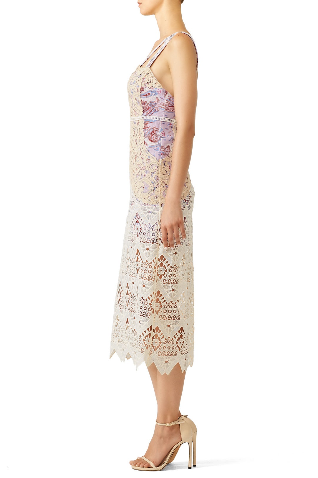 Printed Lace Sweetheart Midi Dress by Free People 2